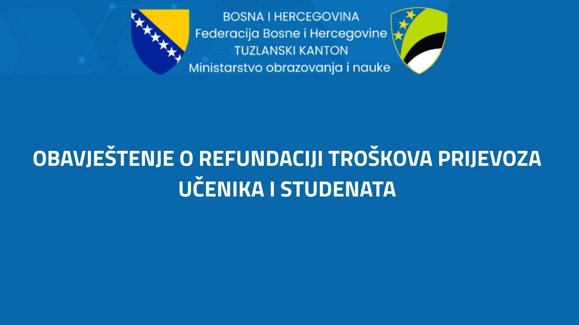 Refundacija troškova javnog prijevoza učenika i studenata